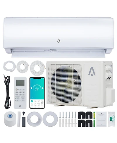 Xo 9000 Btu Mini Split Ac and Heat Pump, 19 SEER2 Inverter, WiFi and Remote Control, Cools 450 Sq. Ft, Installation Kit