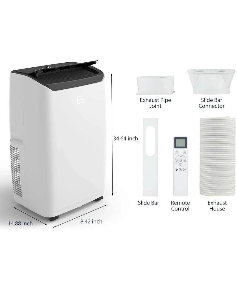 Xo 3-in-1 14000 Btu Portable Air Conditioner for Large Room, Cools Up to 750 Sq ft with Dehumidifier and Fan, Secure Hose and Window Kit