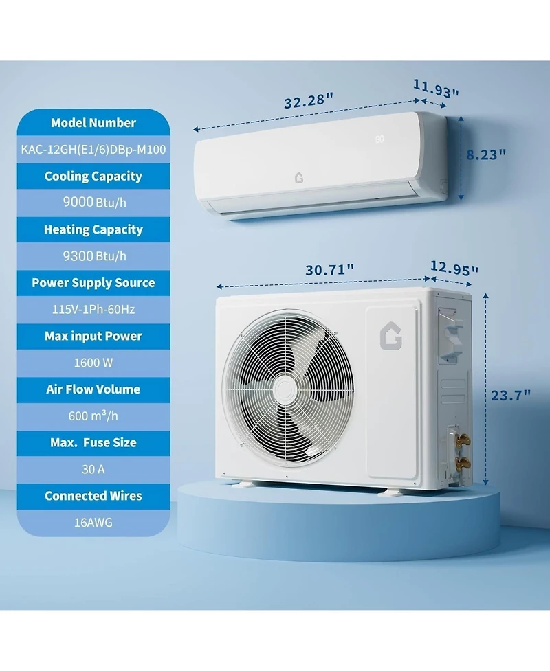Xo 19 SEER2 9000 Btu Ductless Inverter Mini Split Air Conditioner Cools Room Up to 450 Sq. Ft. V