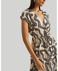 Reistor Women's Deep V-neck Gathered Dress