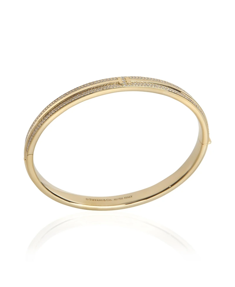 Pre-Owned Tiffany & Co Yellow Gold Diamond Tiffany T Hinged Bangle Bracelet
