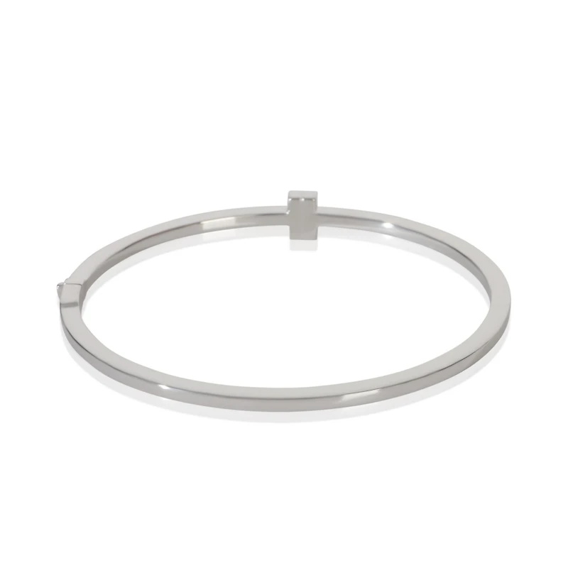 Pre-Owned Tiffany & Co White Gold Diamond Tiffany T Narrow Hinged Bracelet