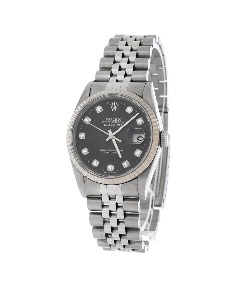 Pre-Owned Rolex Oyster Perpetual Datejust Automatic Watch in Stainless Steel and Gold with Diamond Markers 36mm