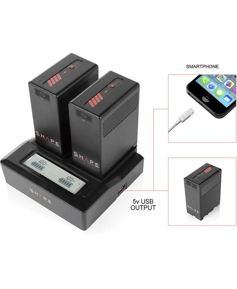 Shape Bp-u Dual Lcd Charger with 2x Bp-U65 Lithium-ion Batteries
