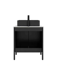 Sillysis 24 Inch Bathroom Vanity, Ceramic Basin, Sintered Stone Countertop, Soft Close Door Storage Cabinet