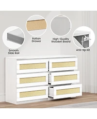gaomon Storage Cabinet, 6 Drawer Faux Wicker Chest