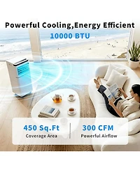 Antartic Star 10000 Btu Portable Air Conditioner for Medium Rooms, 3-in-1 Ac with Cooling/Fan/Dehumidifier, Digital Display, 24H Timer, Window Kit