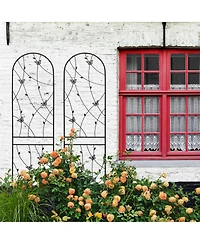 Clihome Metal Garden Trellis 86.7" x 19.7" Rustproof Trellis for Climbing Plants Outdoor Flower Support Butterfly Deco