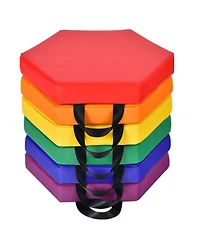 Gouun 6-Piece Hexagonal Kids Floor Cushion Set with Waterproof Cover and Handles