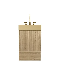 Sillysis Freestanding Bathroom Vanity with Gold Metal Vessel Sink, Modern Striped Cabinet with Drawer for Small Spaces