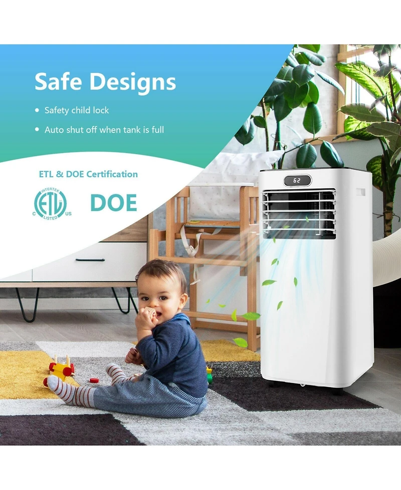 Ecooso 8000 Btu(Ashrae) 3-in-1 Portable Air Conditioner with Remote Control