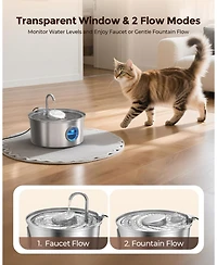 Ltmate Cat Water Fountain Stainless Steel, 108oz/3.2L,Automatic Cat Water Dispenser,Includes 6 Replacement Filters