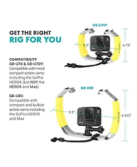 Movo Gb-U70 Underwater Diving Rig with Cold Shoe Mounts & Wrist Strap for GoPro and other Waterproof Action Cams