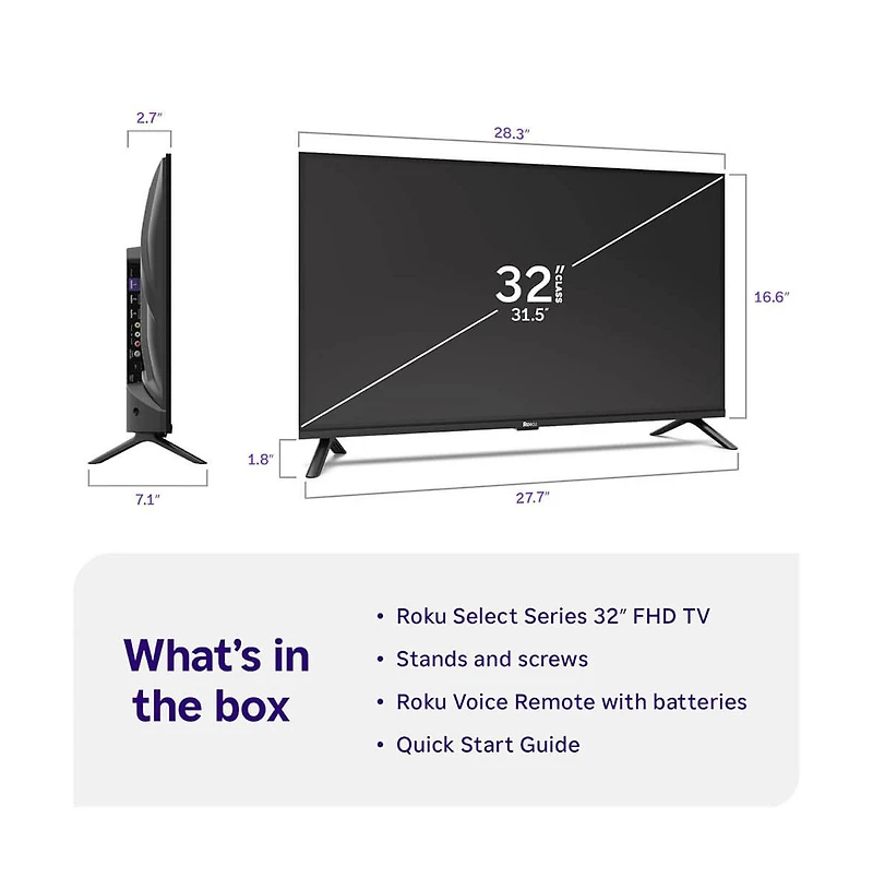 Roku 32" Select Series 1080p Full Hd Smart Tv Led Streaming Hdmi Usb - 32R3E5