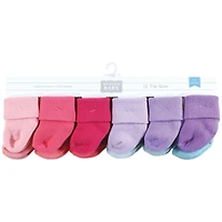 Hudson Baby Infant Girls Cotton Rich Newborn and Terry Socks -Pack