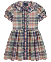 Polo Ralph Lauren Girls' 2T-6X Plaid Short-Sleeve Shirt Dress