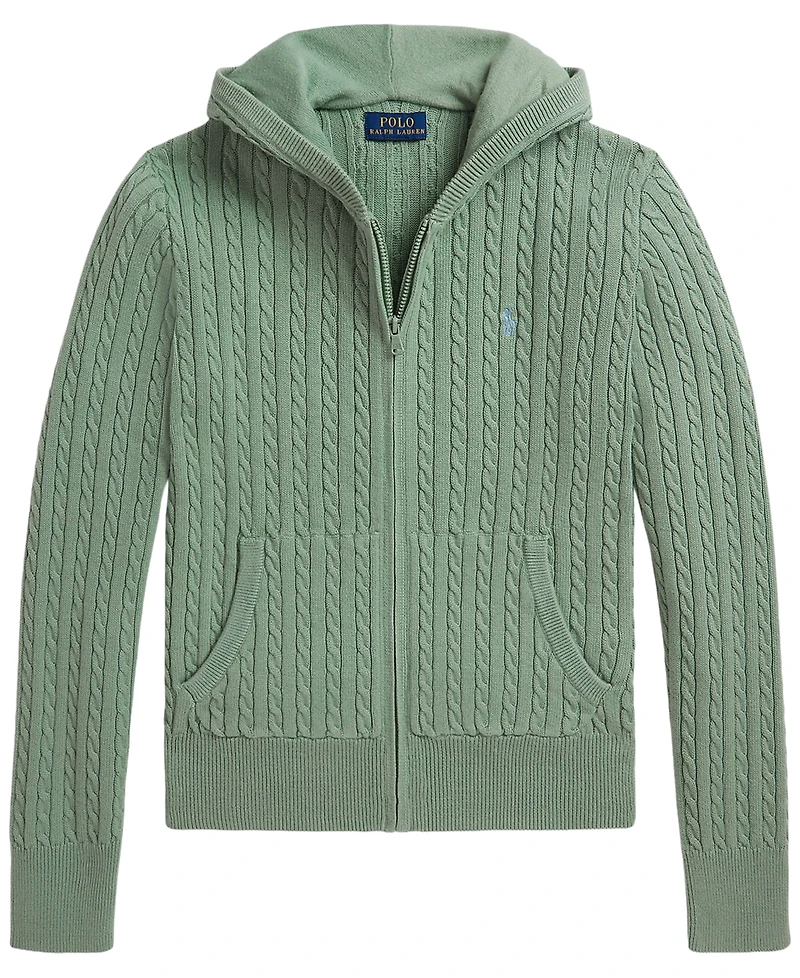 Polo Ralph Lauren Girls' 7-16 Mini-Cable Full-Zip Sweater