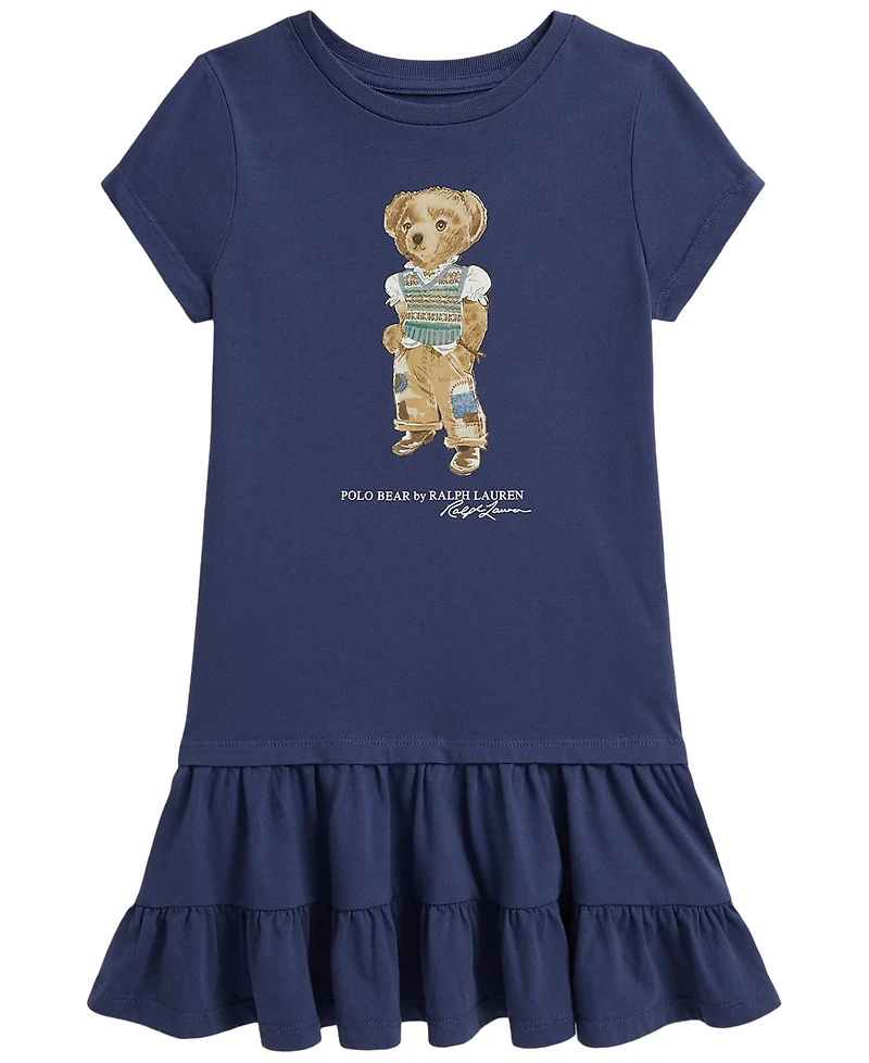 Polo Ralph Lauren Girls' 2T-6X Bear Tiered Short-Sleeve Jersey Dress
