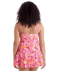 ShapeSolver Women's Bow Front Printed Swim Dress