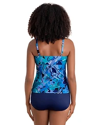 ShapeSolver by Mimi Flamingo Women's Divine Solids V-Wired Shirred Tankini Swimsuit Top