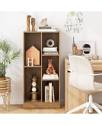 Gymax 5 Cube Bookshelf 41 Inch Floor Bookcase with 2 Anti Tipping Kits Freestanding Storage