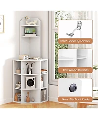 Gymax Set Of 2 6 Tier Corner Shelf 63 Inch Tall Corner Bookshelf with 2 Usb Ports and Charging