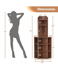 Gymax Set Of 2 6 Tier Corner Shelf 63 Inch Tall Bookshelf with Usb Ports and Charging