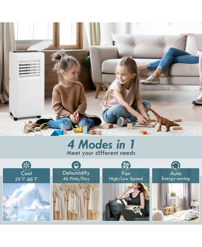 Ecooso 8000 Btu Portable Air Conditioner with Remote Control and Led Digital Display