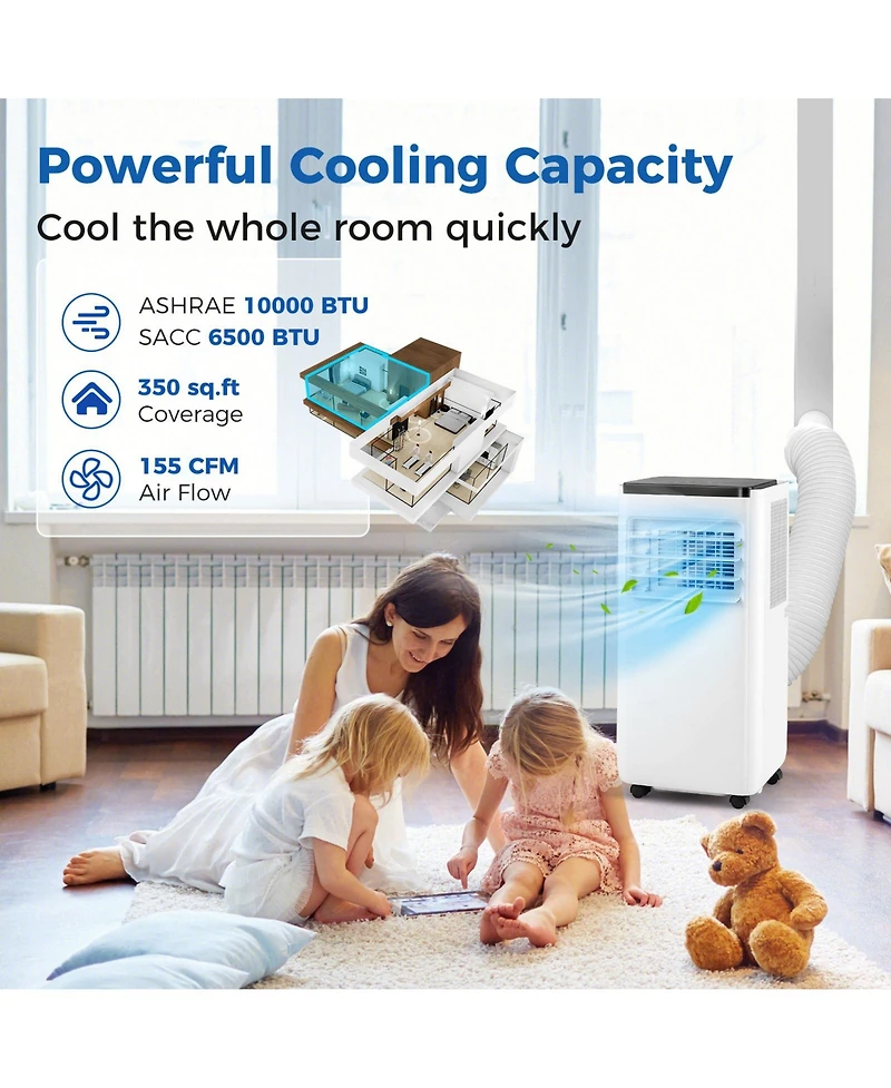 Ecooso 10000 Btu Portable Air Conditioner with Remote Control Cools up to 350 Sq.Ft