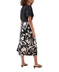 Tribal Women's Printed Textured Wrap Front Pull-On Skirt