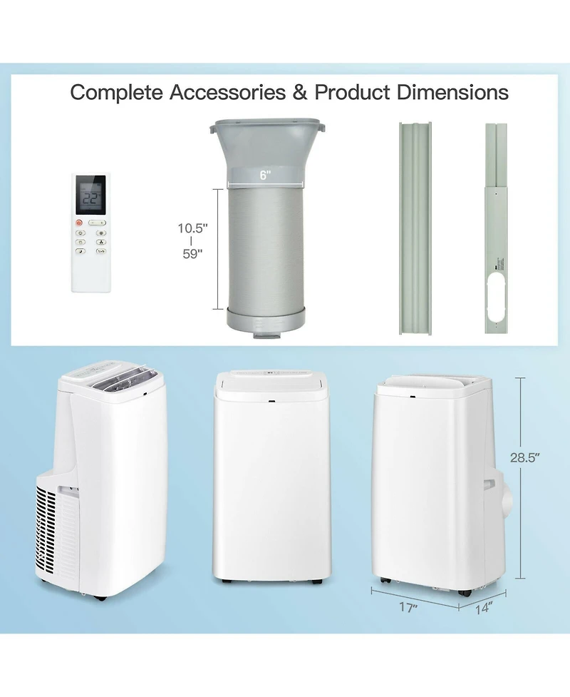 Ecooso 9000 Btu(Ashrae) 3-in-1 Portable Air Conditioner with Remote Control