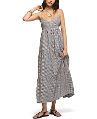 Lucky Brand Women's Printed Ruched Waist Midi Dress