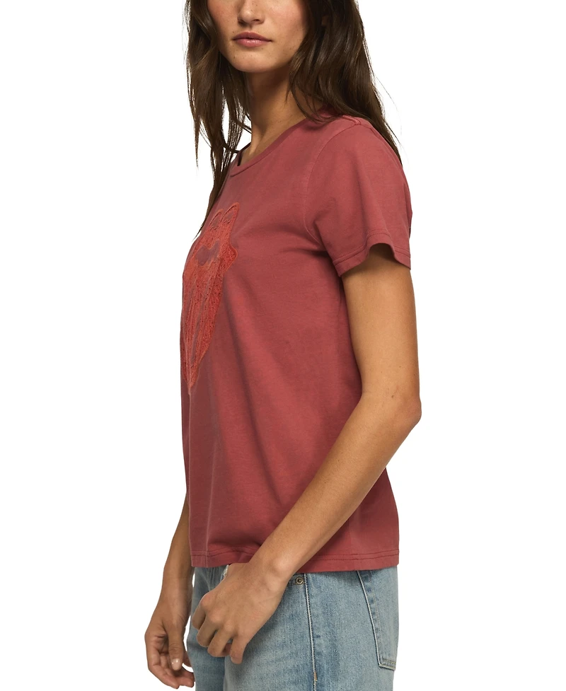 Lucky Brand Women's Rolling Stones Tongue Motif Crewneck T-Shirt