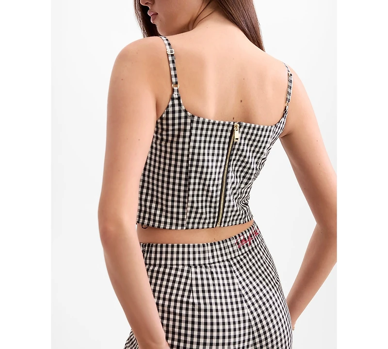 Guess Women's Marilyn Sleeveless Bustier Vichy Top