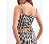 Guess Women's Marilyn Sleeveless Bustier Vichy Top