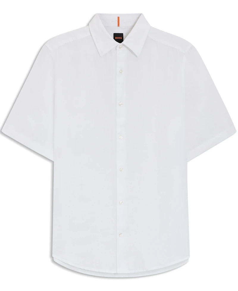 Boss by Hugo Boss Men's Linen Regular-Fit Short-Sleeved Shirt