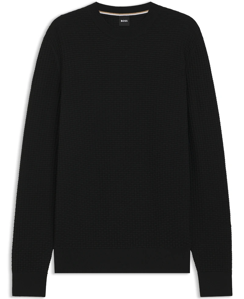 Boss by Hugo Men's Knitted Structure Cotton Sweater