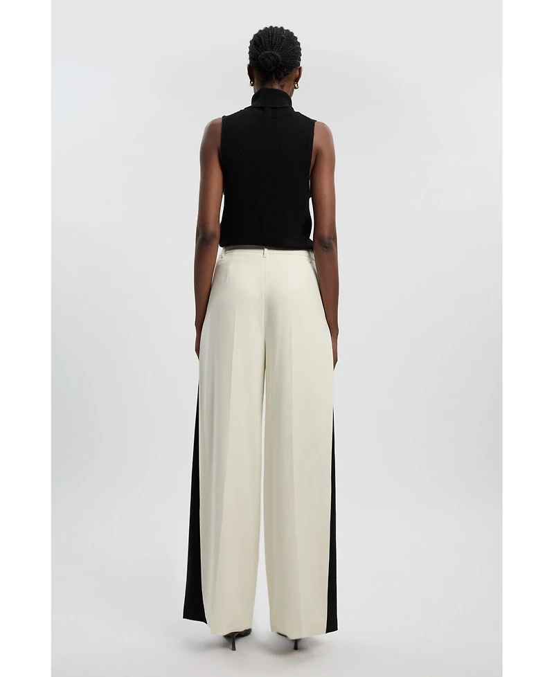 Karen Millen Women's Contrast Colour Wide Leg Trouser