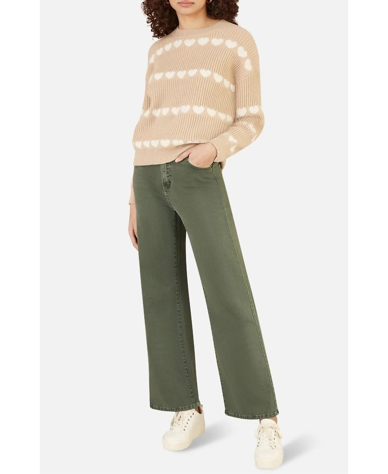 Yumi Women's Stretch Canvas Wide Leg Jeans