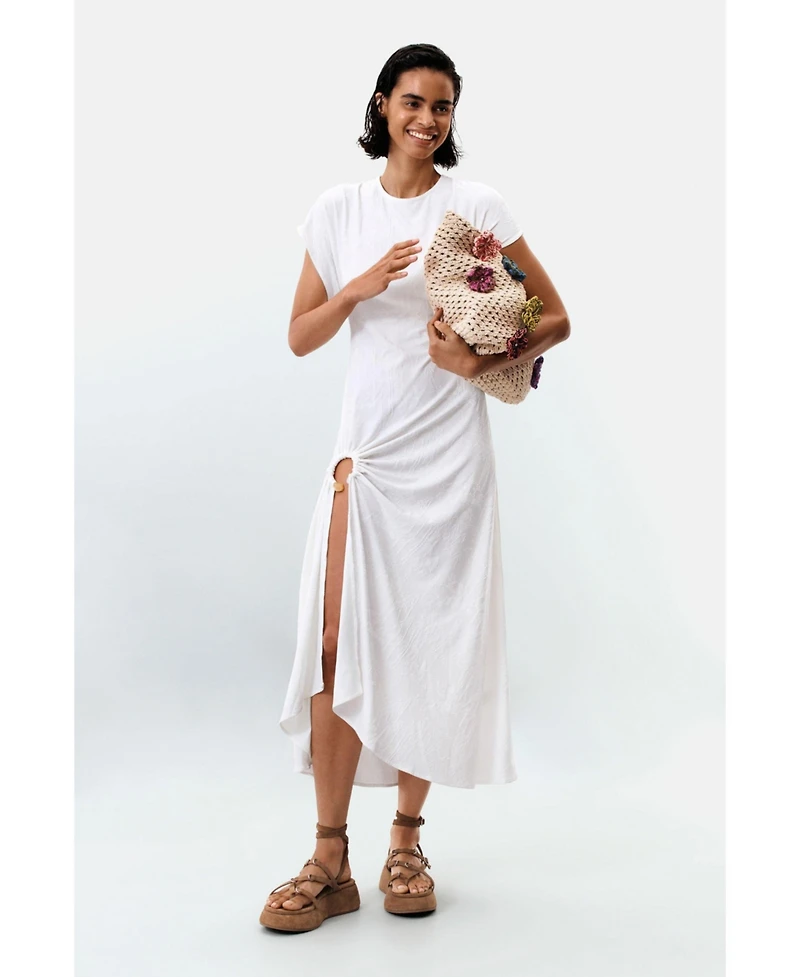 Desigual Women's Long white knit dress
