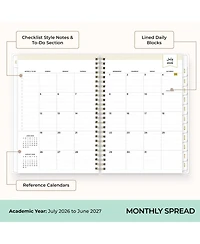 Gnuadz 2026-2027 Academic Year Planner- July to June Softcover, Dividers, Pocket, Stickers, Notes Pages