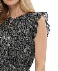 Ny Collection Petite Flutter Sleeve Tiered Dress
