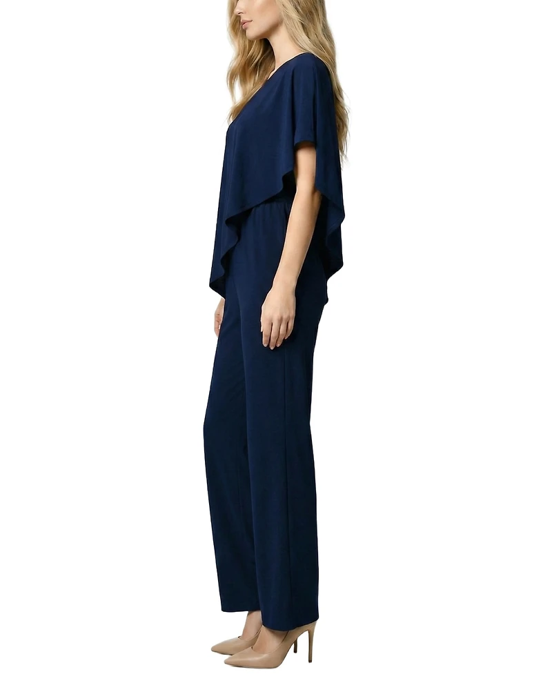 Ny Collection Petite Cape-Top Knit Jumpsuit