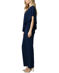 Ny Collection Petite Cape-Top Knit Jumpsuit