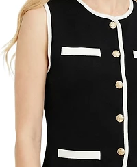 Ny Collection Petite Sleeveless Contrast-Edged Vest