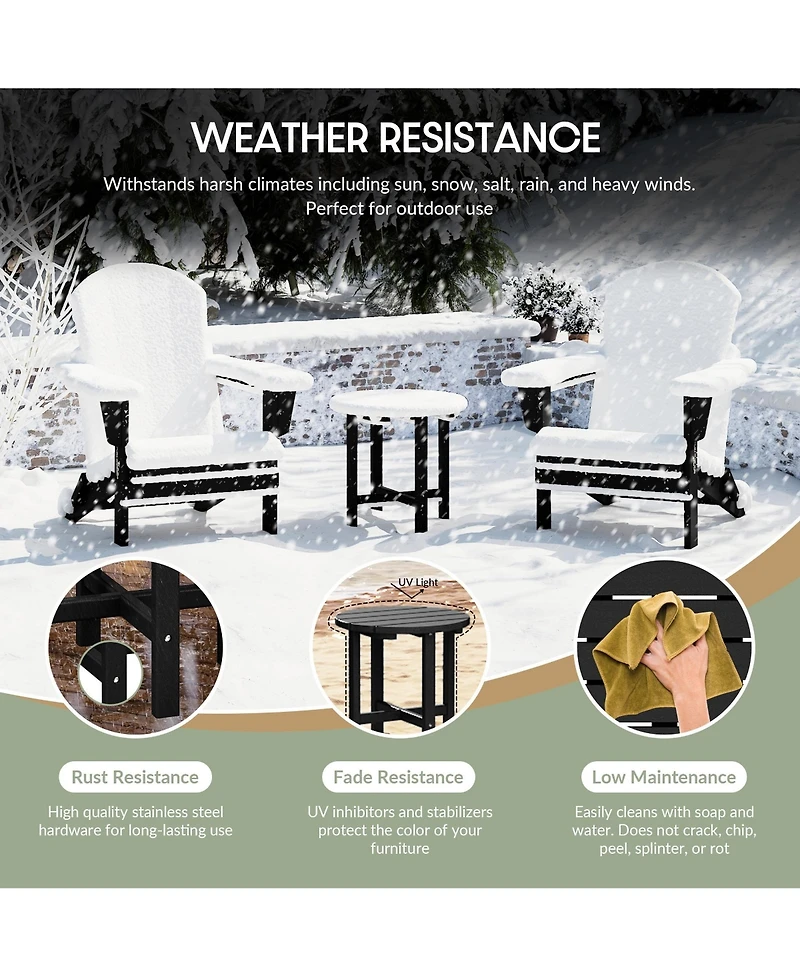 WestinTrends -Piece Outdoor Folding Adjustable Adirondack Chair with Cup Holder and Hideaway Ottoman 18" Side Table
