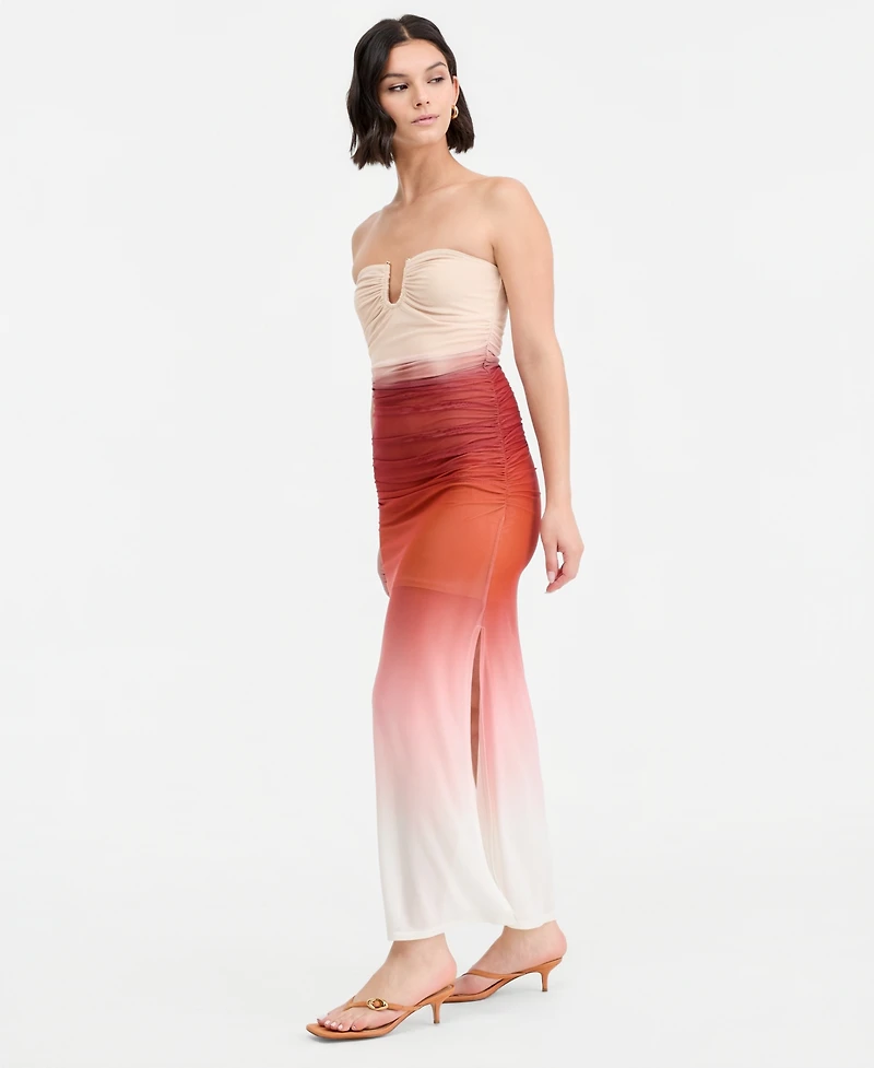 Bar Iii Women's Ombre Mesh Hardware-Trim Strapless Dress, Macy's Exclusive