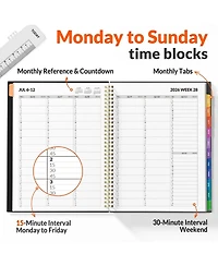 Gnuadz 2026-2027 Academic Appointment Book Quarter-Hourly Spiral Planner