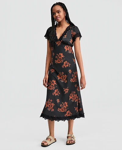 And Now This Women's Satin Lace Trim Dress, Macy's Exclusive