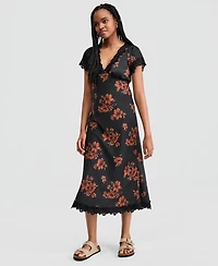 And Now This Women's Satin Lace Trim Dress, Macy's Exclusive